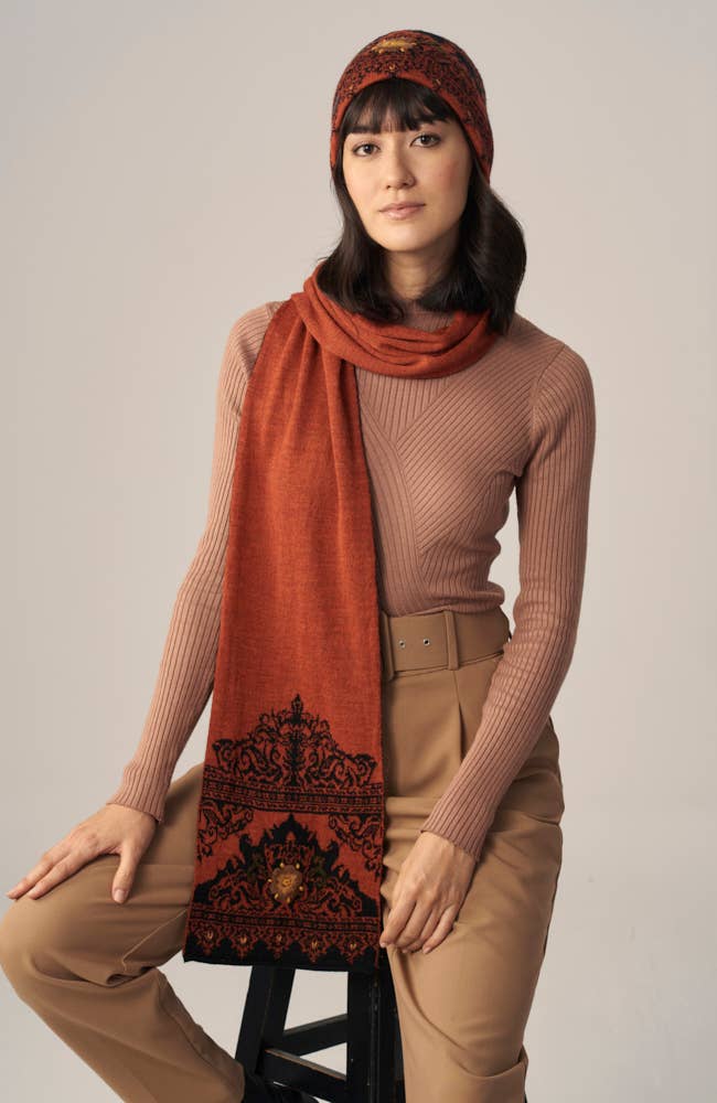 WUAMAN - Alpaca - Wholesale Scarf - Women's - Isabela Alpaca Scarf | Hand Embroidery | Fall5