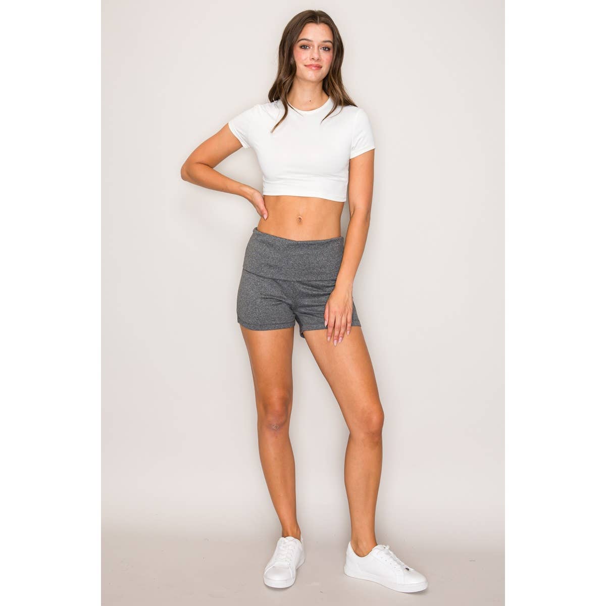 Popular 21 - Wholesale Shorts - Women's - Brushed Back Fold over bike shorts7
