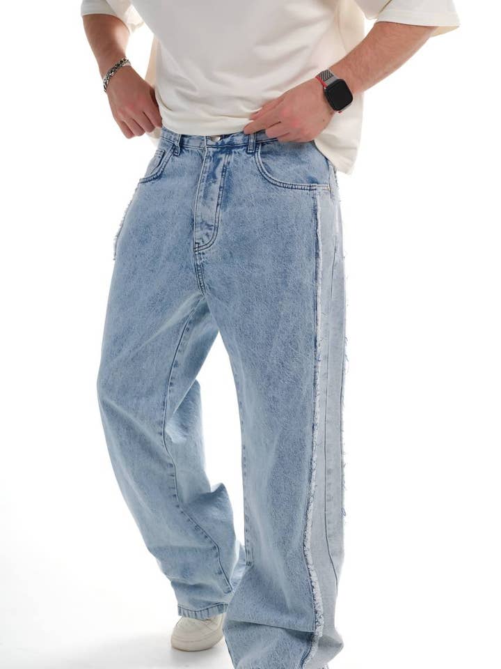 Premium Baggy Wash Patched Denim Jeans for wholesale by PremiumDenim
