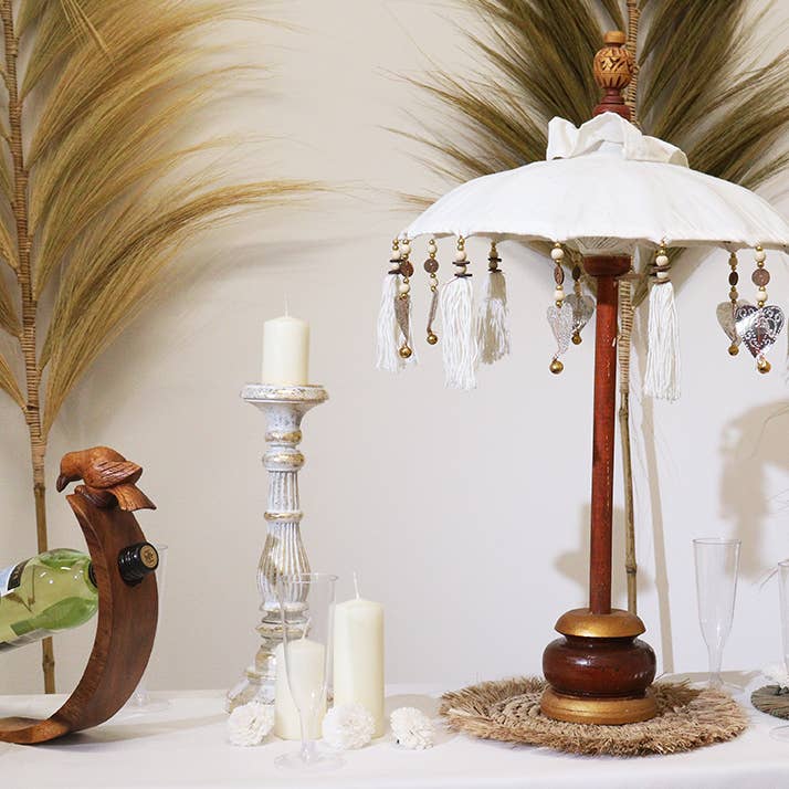 AWGifts Europe - Wholesale Decorative Tabletop Object - Bali Home Decor Parasol - Canvas - Natural- 40cm3