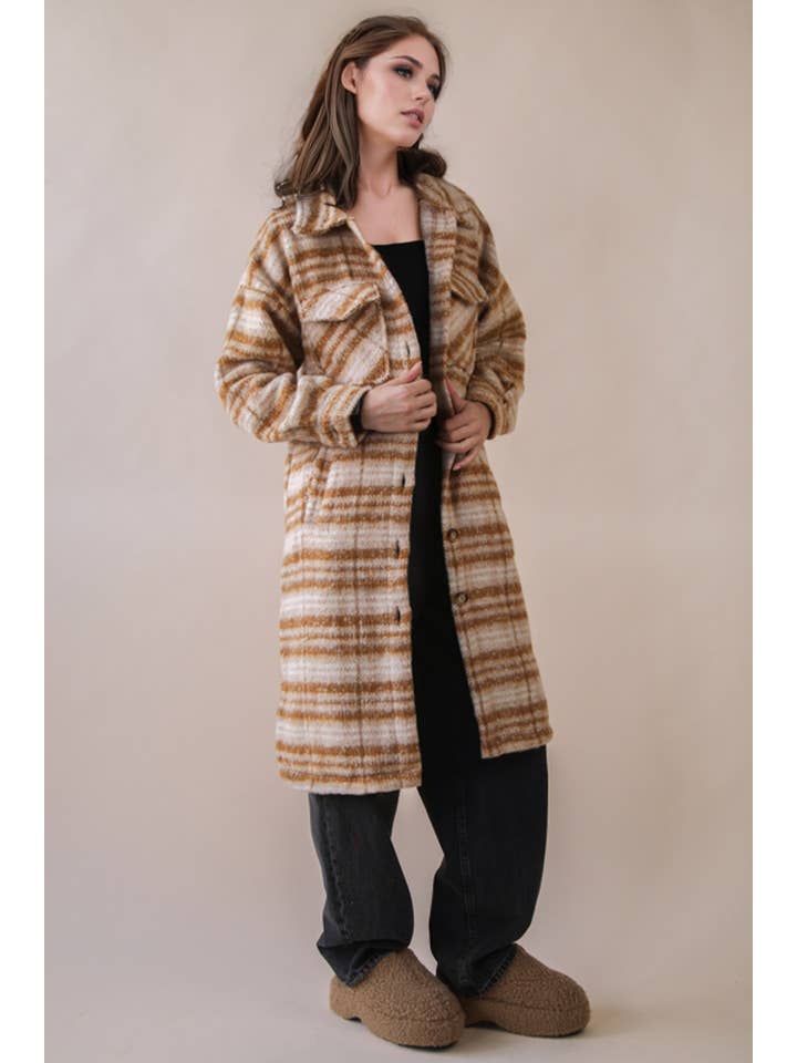 VERY J - Wholesale Coat - Women's - NJ90325-Aztec & Plaid Printed Shacket Jacket Coat23