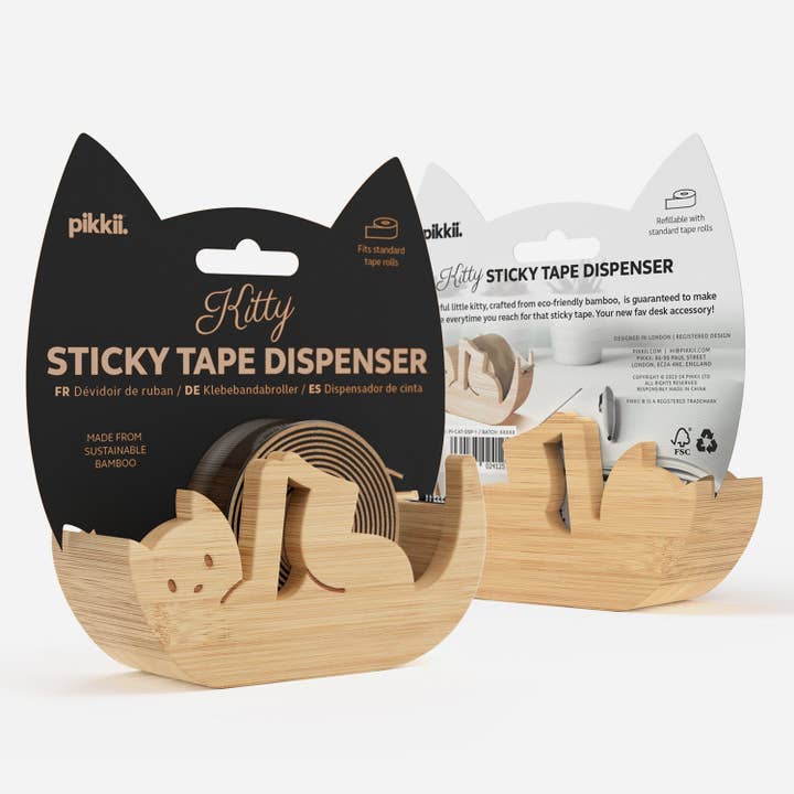 Pikkii USA - Wholesale Tape Dispenser - Kitty Sticky Tape Dispenser | Bamboo Desk Gift
3
