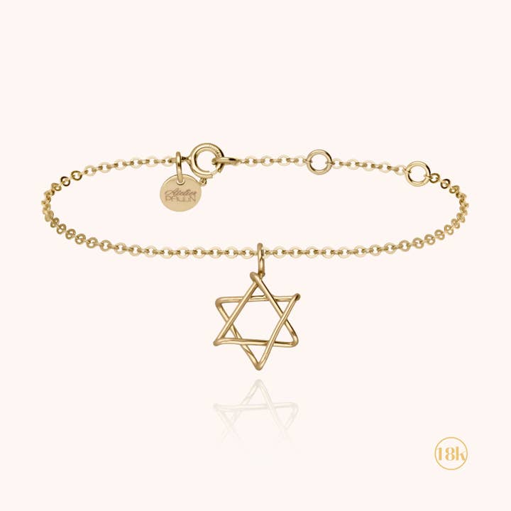 Bracciale Charms Simbolici Stella di David - oro giallo 750/1000 per la vendita all'ingrosso da parte di Atelier Paulin