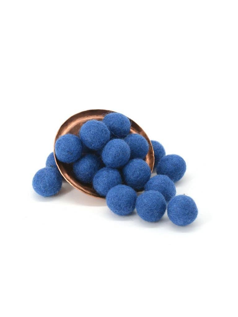 Woollyfelt - Wholesale Decorative tabletop object - Blue Felt Pom Pom Balls | 2 CM