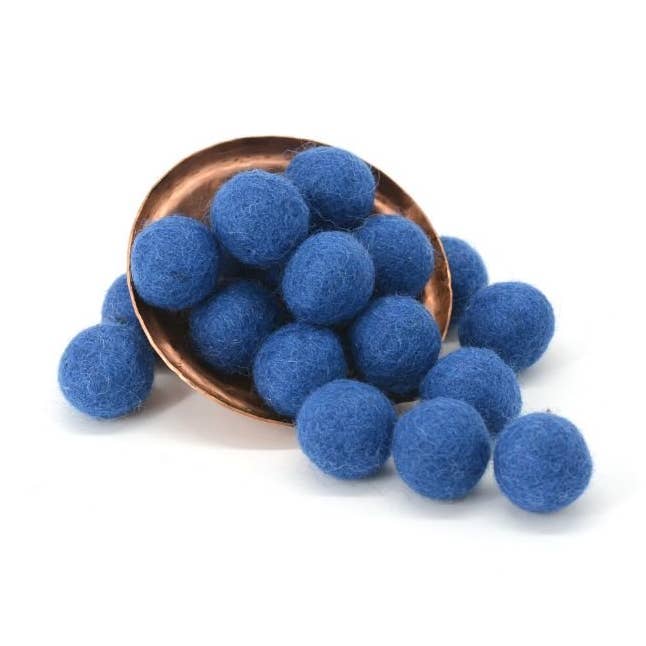 Woollyfelt - Wholesale Decorative tabletop object - Blue Felt Pom Pom Balls | 2 CM0