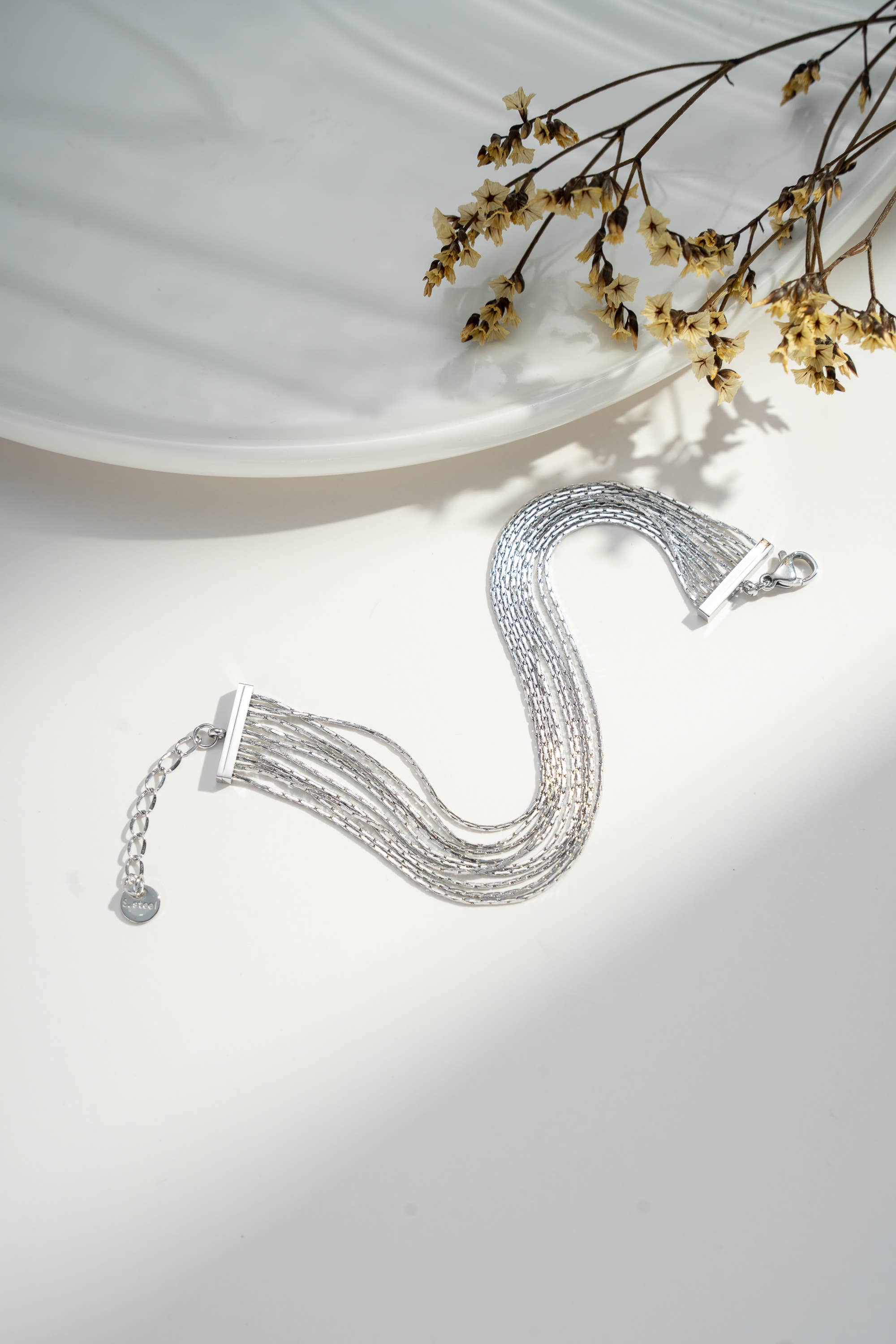 COSMOS – Engroshandel Armbånd med led og kæde – Sølv Multi-rækket armbånd i rustfrit stål0