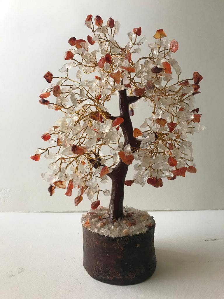 jiomind - Venta al por mayor Piedras/cristales espirituales - Cuarzo transparente+árbol de piedras preciosas de cornalina (500 fichas, alambre dorado)6