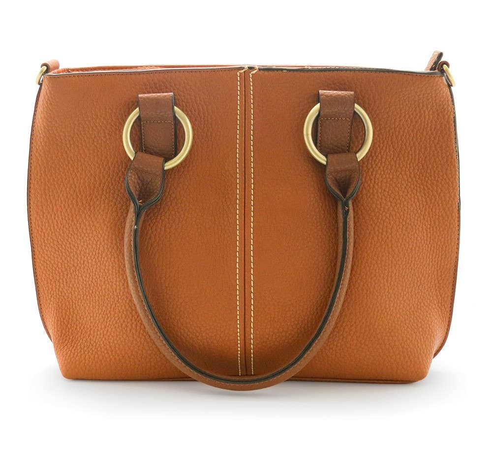 22 Tote - Wholesale Tote Bag - Women's - Pebbled Vegan Leather Triple-Compartment Shoulder Tote Bag6