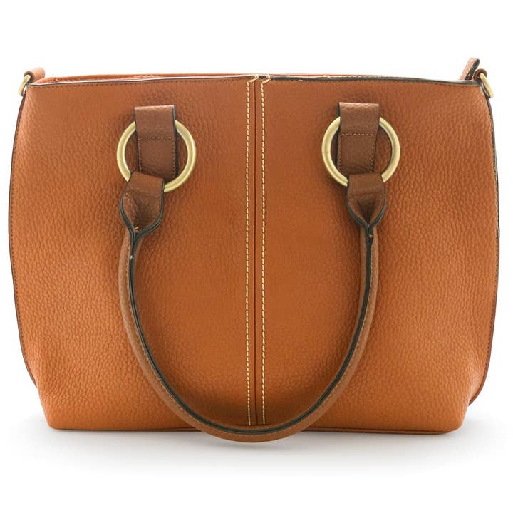 22 Tote - Wholesale Tote Bag - Women's - Pebbled Vegan Leather Triple-Compartment Shoulder Tote Bag6