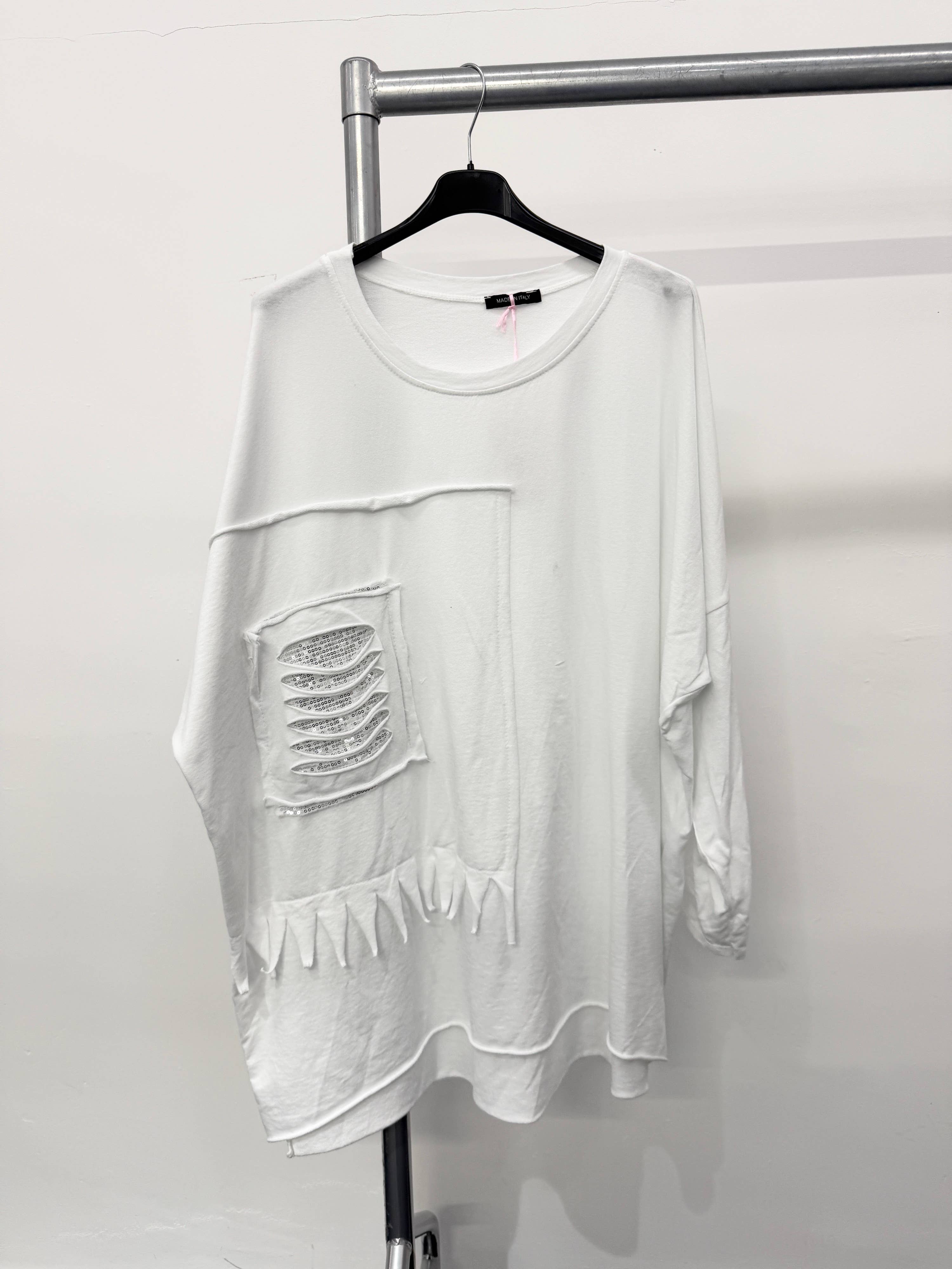 Lucy Sparks - Wholesale Tunic - Women's - Pure stretchy cotton plus size raw edged top with distressed12