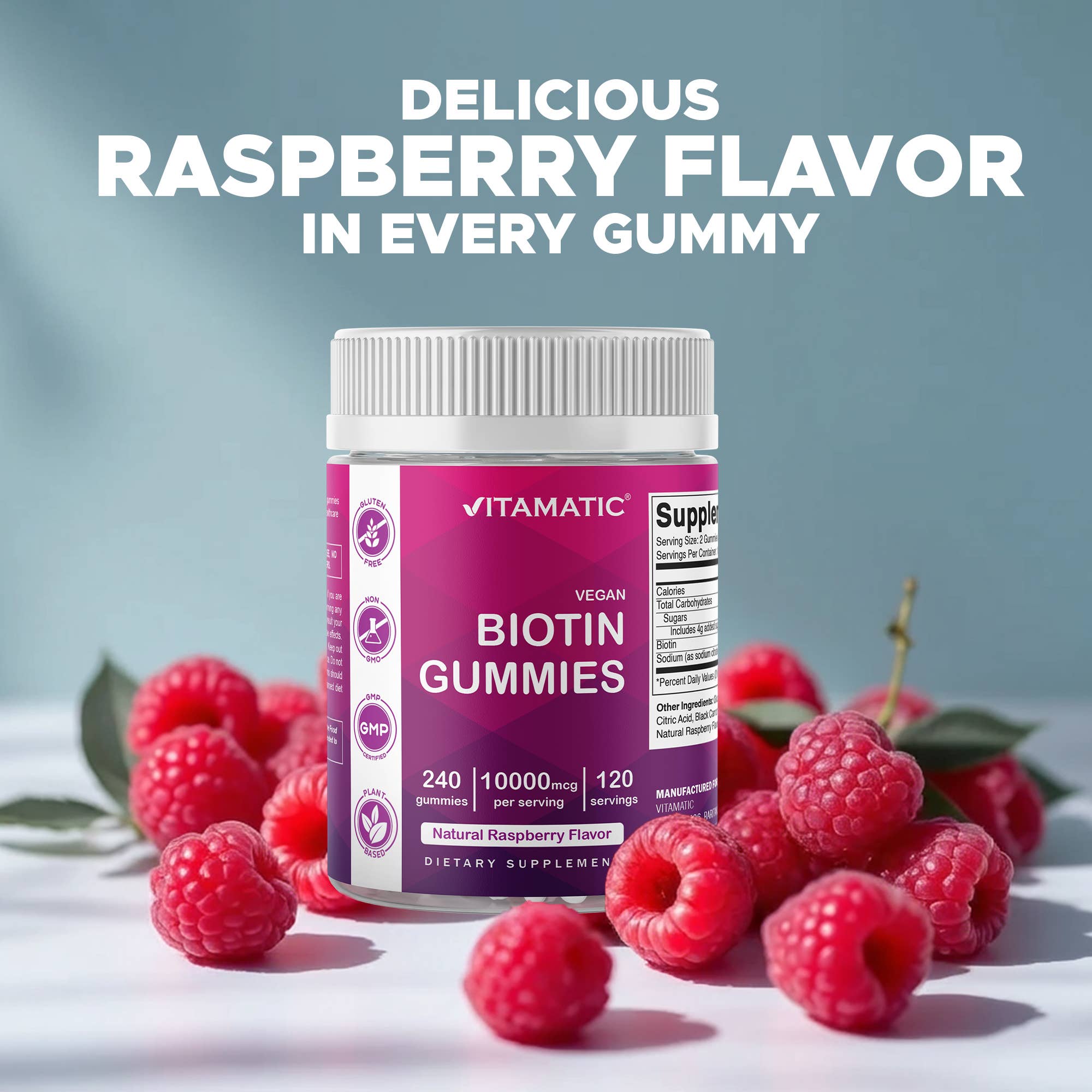 Vitamatic - Wholesale Oral Supplement/Vitamin - Vitamatic Biotin Gummies 10,000 mcg- 240 Vegan Gummies 7