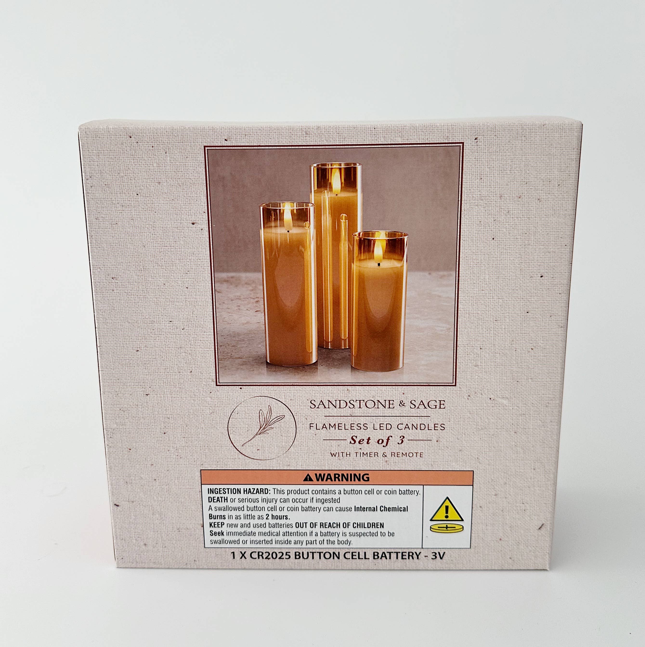 Sandstone & Sage – Großhandel Flammenlose Kerze – Amber Säulen Flammenlose LED Glaskerzen-Set, 3 Stück | Mit Fernbedienung & Timer für stimmungsvolle Beleuchtung7