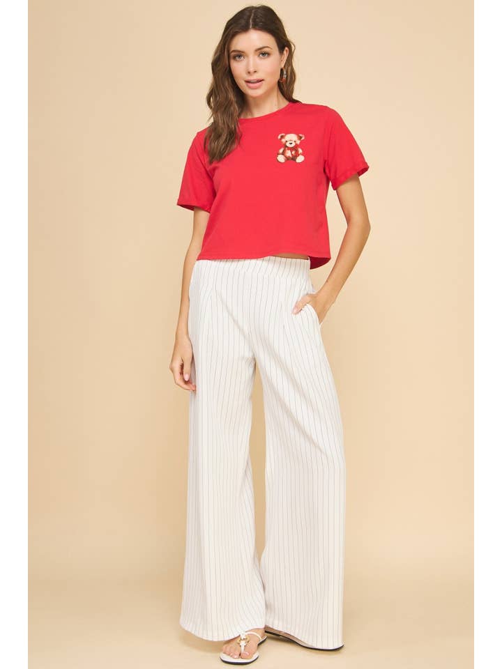 If She Loves - Wholesale Pants - Women's - ISP1342STRIPE Pin Stripe Flowy Pants Gray1