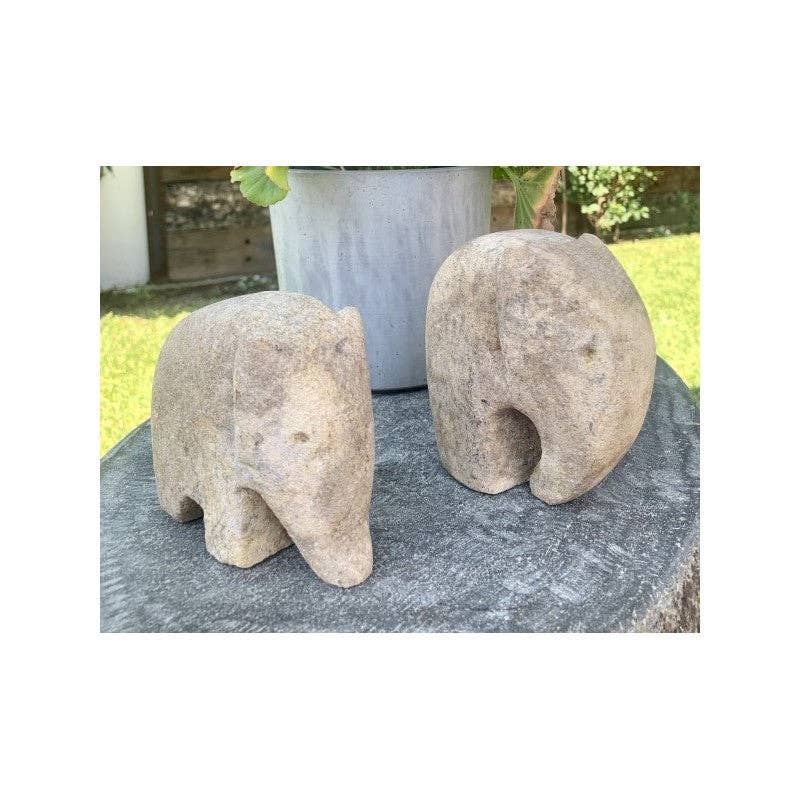 Paloma Black (Casa Natura Design, S.L.) - Wholesale Decorative Figurine - Set Of 2 Pieces: Hand Carved Solid Sandstone Elephants4