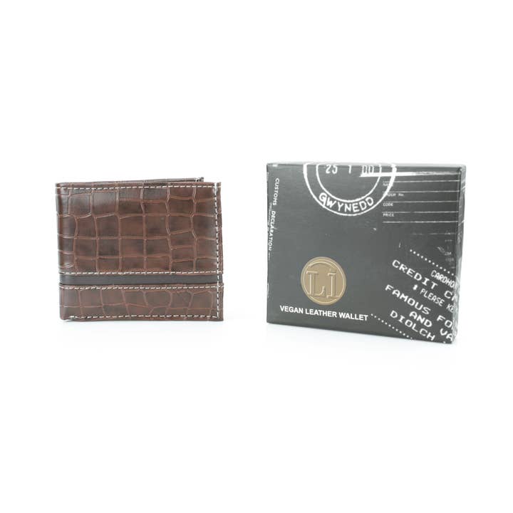 Leather Impressions Inc - Wholesale Wallet - Men's - Crocodile Embossed Vegan Wallet with Solid Band VL 90428