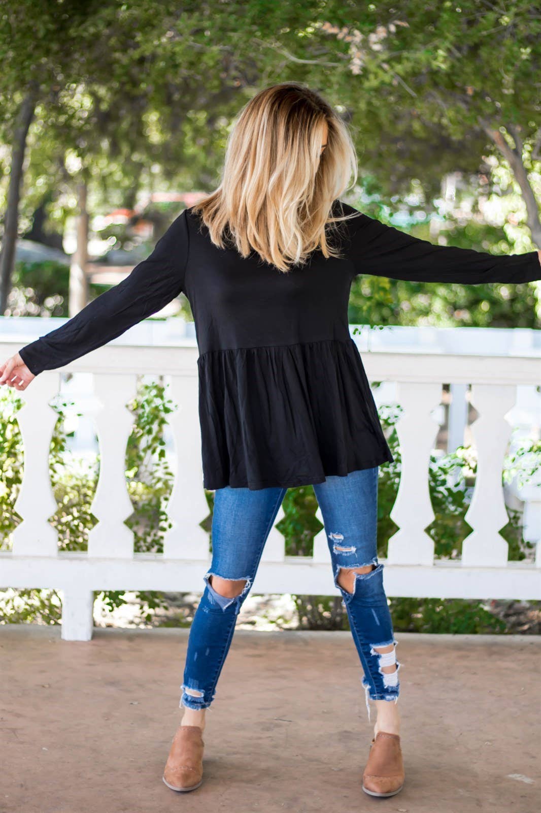 Tickled Teal - Vendita all'ingrosso Tunica - Donna - Top Peplum Evelyn a maniche lunghe5