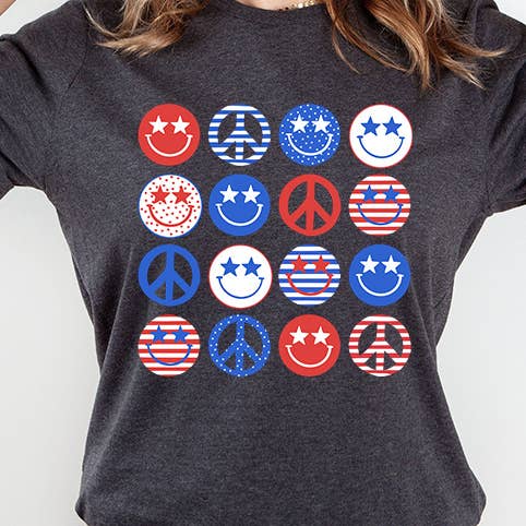 Patriotic Smile Peace Grid Graphic Tee for wholesale by Select Apparel