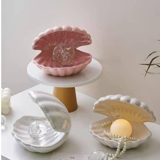 Green Pastures Wholesale - Wholesale Decorative Tabletop Object - Pearl Decor Shell Jewelry Tray and Table Lamp10