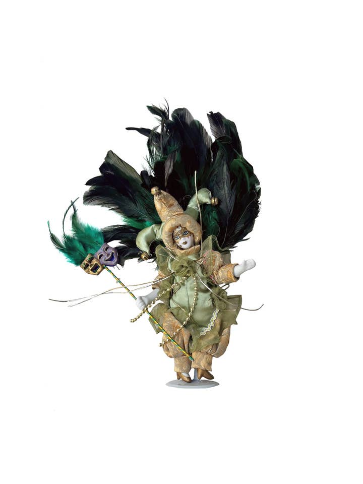 Small Jester Doll with Detachable Feathers for wholesale by Mardi Gras Creations