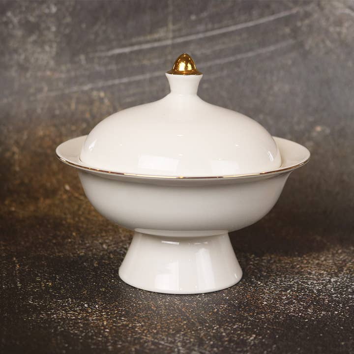 Little White Dish - Wholesale Bowl - White Versaille Soup Bowl With Lid - Set of 42