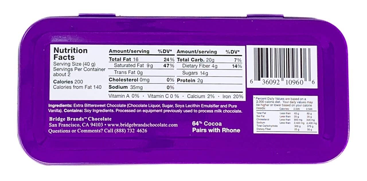 The San Francisco Chocolate Factory - Wholesale Chocolate Bar - 3oz Tin Wine Lover's Chocolate - Pairs with Syrah4