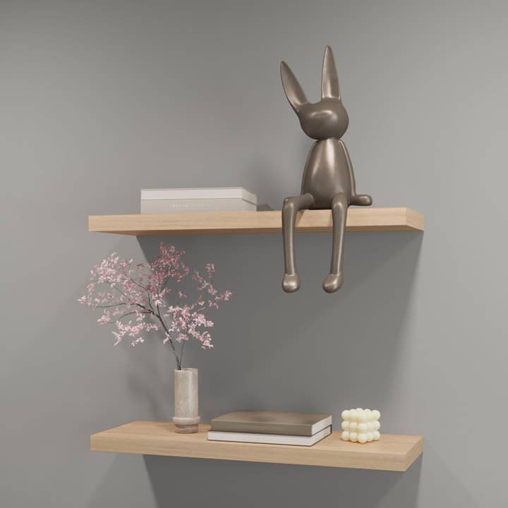 Beige Rovere melamine floating shelf with 2 shelves for wholesale on Faire0