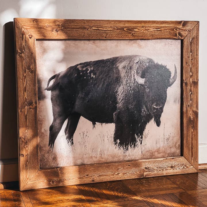 Immagine in Stile Anticato Buffalo - Scegli la tua Dimensione e Cornice per la vendita all'ingrosso da parte di Swinford Designs