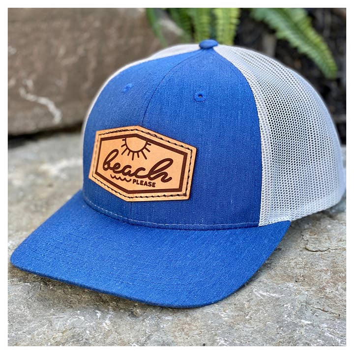 Beach Please Leather Patch Hat for wholesale by Emerald and Clay