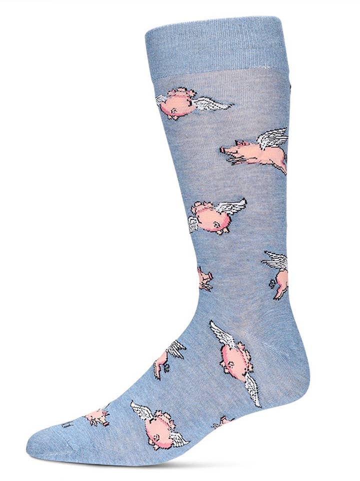 Denim Heather Flying Pigs Bamboo Men's Crew for wholesale on Faire0