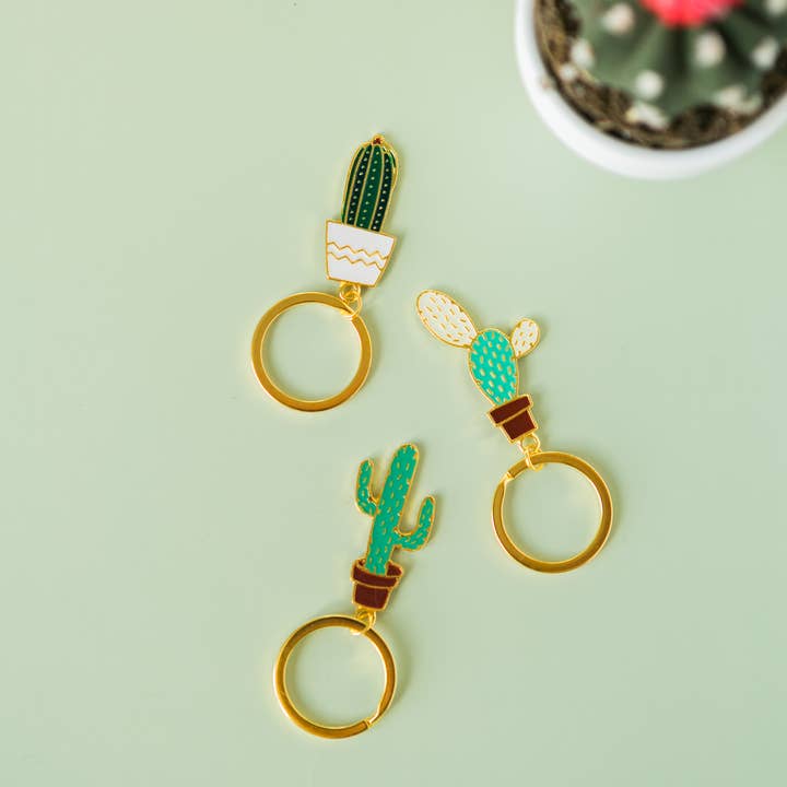 Cactus Keychain, Plant Keyring Potted Plant Cactus Plant Key for wholesale by Succulent Kreations