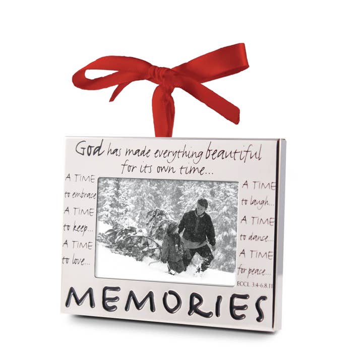 Dicksons - Wholesale Picture Frame - 🎄LCP Ornament Silver Frame Memories Ribbon