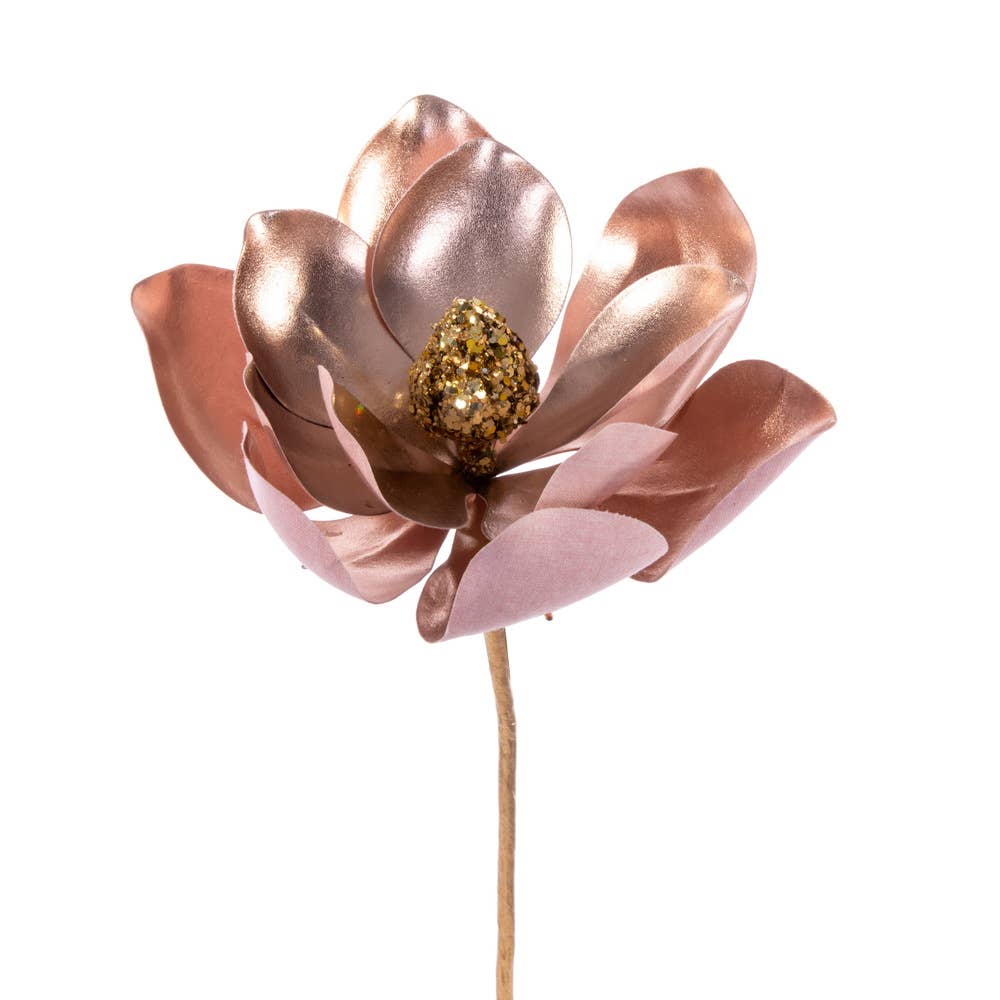 Vickerman 13" Rose Gold Magnolia Pick 3/Bag for wholesale on Faire0