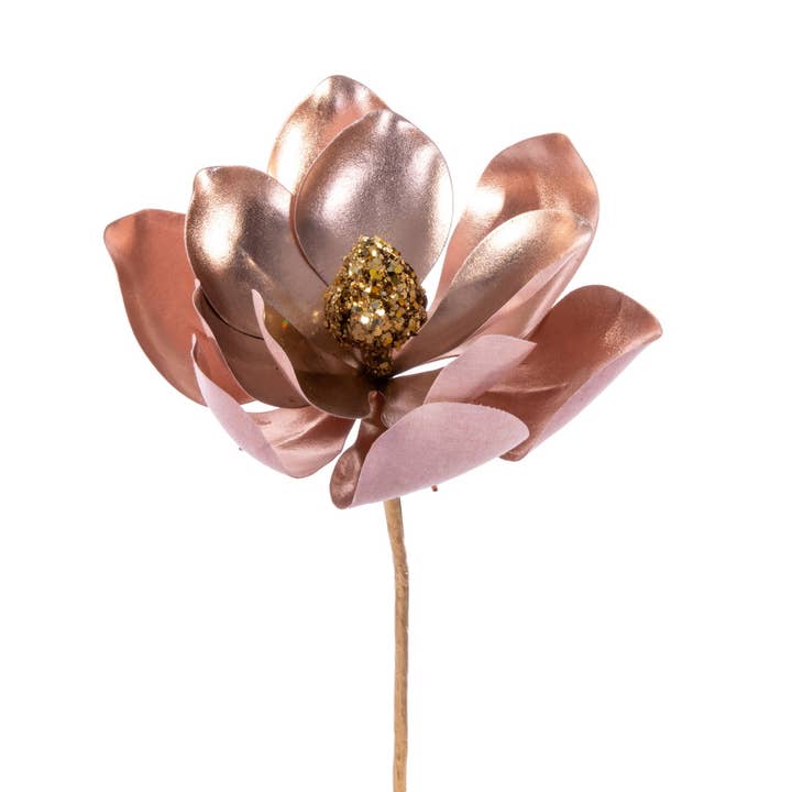 Vickerman 13" Rose Gold Magnolia Pick 3/Bag for wholesale on Faire