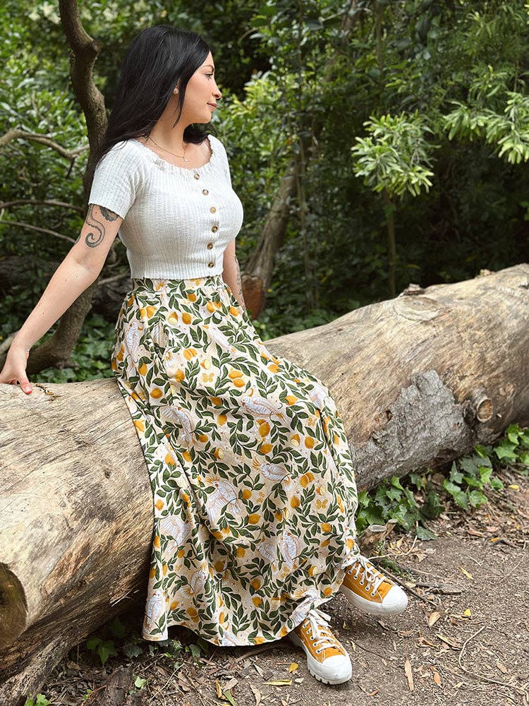 Sun & Sanctuary - Wholesale Skirt - Women's - Palisades Maxi Skirt in Yellow Cockatoos7