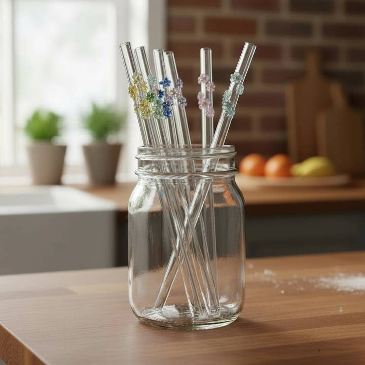 Glass Straw, Charm-Spiral Floral for wholesale by Wholesale By Kendranique