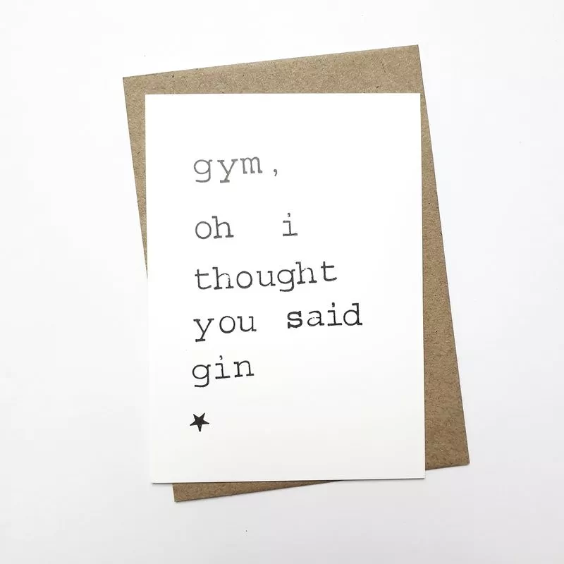 By Mar Postcards - Wholesale Postcard - Gym, Oh I Thought You Said Gin0