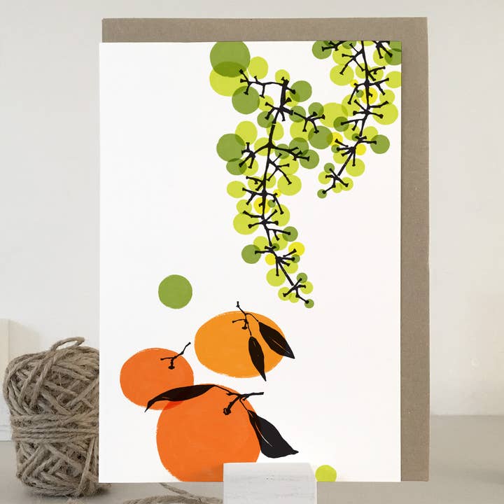 Purpose & Worth etc - Wholesale Everyday Greeting Card - Grapes and Tangerines Note Card | Note Card | Greeting Card