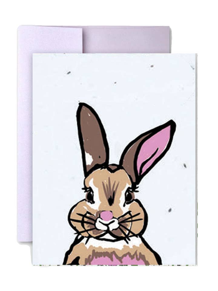 Cartão de papel de semente de flor silvestre do coelho da Páscoa por atacado de Artsy Em