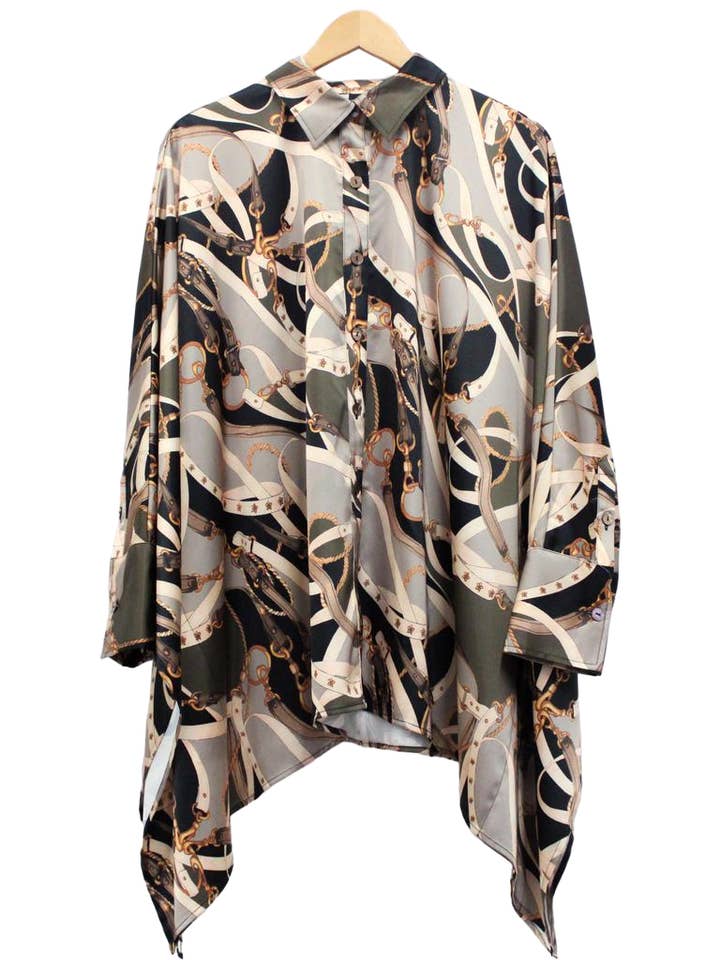 Status Quo Fledermausbluse, mehrfarbig, hellbraun für den Großhandel von ZYM