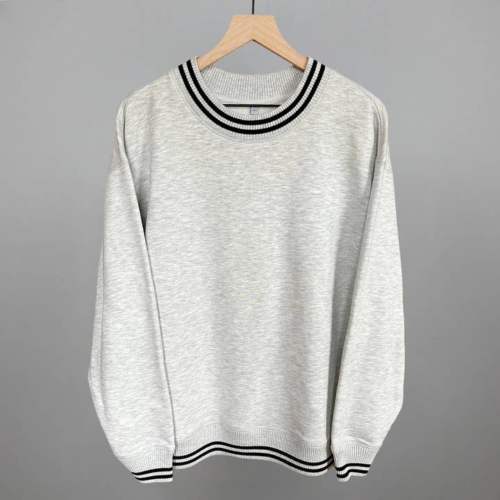 Gris chiné Crew universitaire surdimensionné gris chiné en vente sur Faire