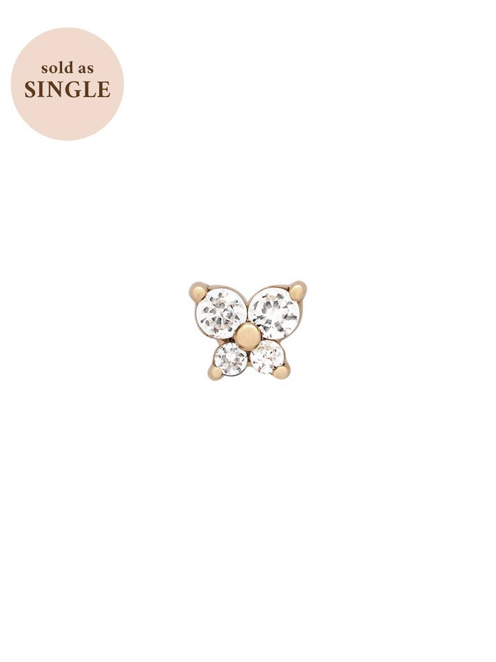 Cho Butterfly Enkelt Birthstone Stud K18 Guld Fyld for engroshandel hos S-kin Studio Jewelry