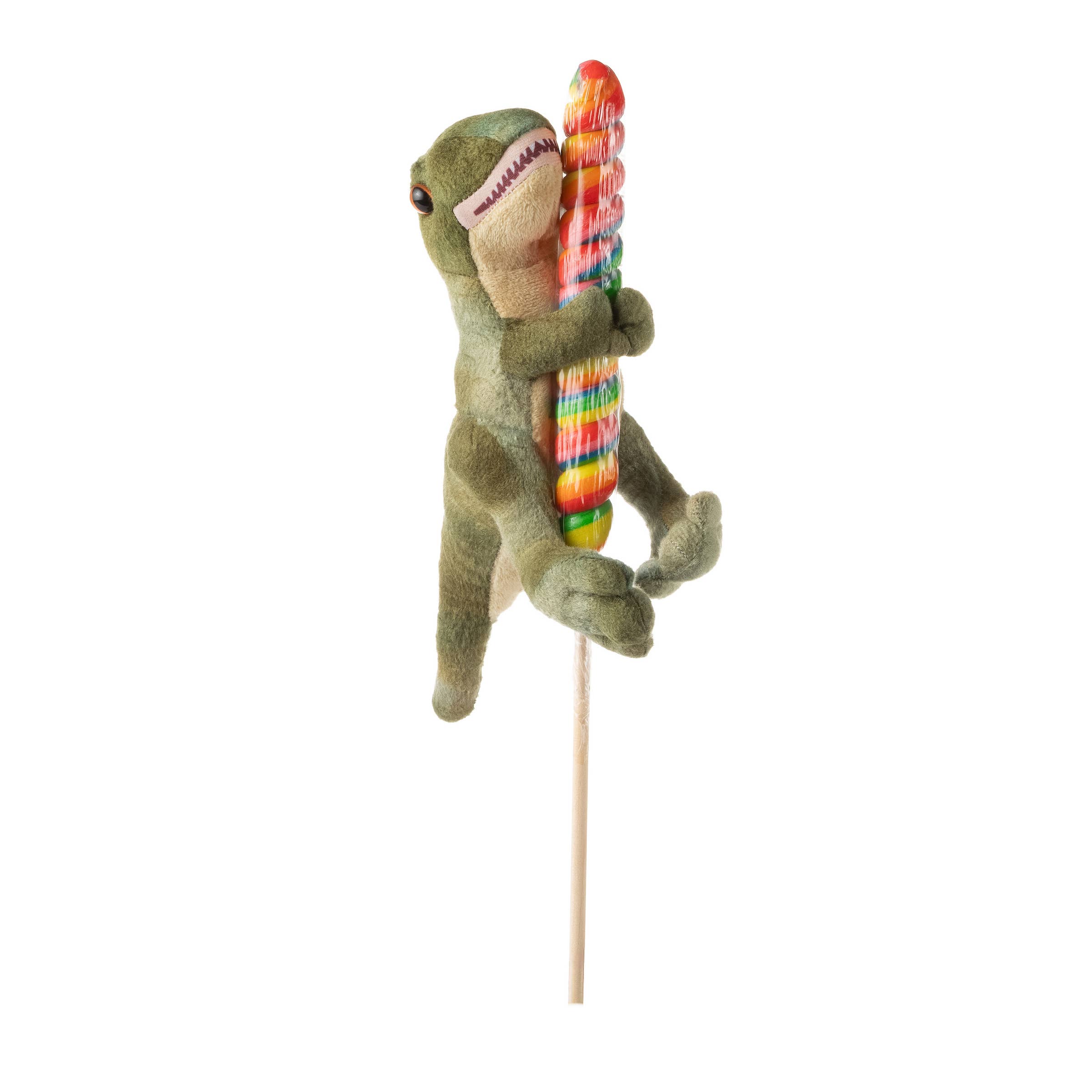 The Petting Zoo - Wholesale Lollipop - 8" (20cm) Lollyplush T Rex Dino w/14" Rainbow Lollipop3