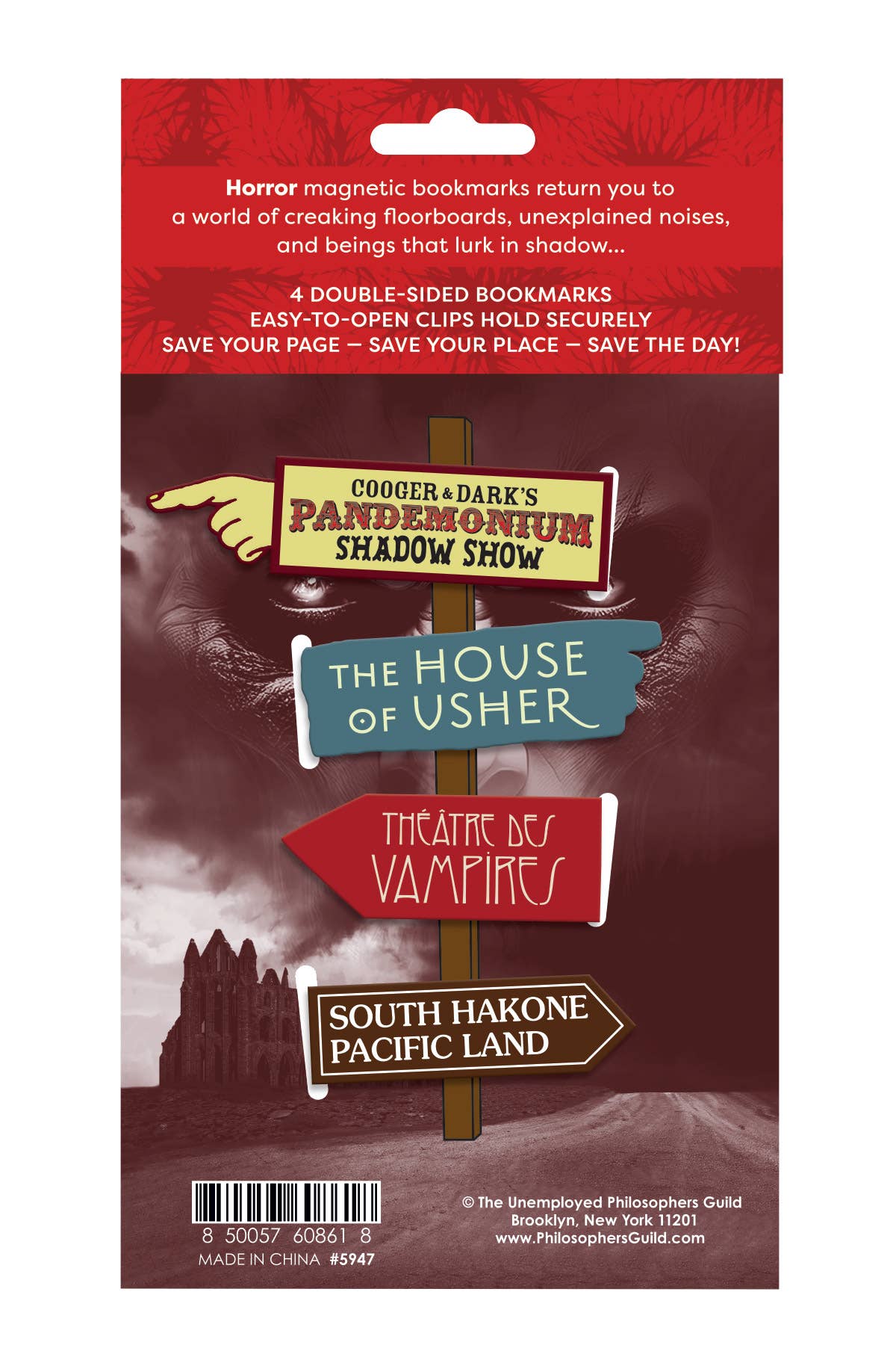 Unemployed Philosophers Guild - Wholesale Bookmark - Horror Magnetic Bookmark Set1