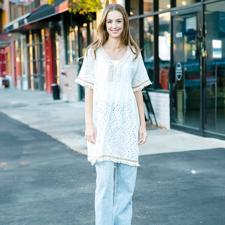 Braided V Neck Lace Cover Up Dress for wholesale by Sensibling Corp.