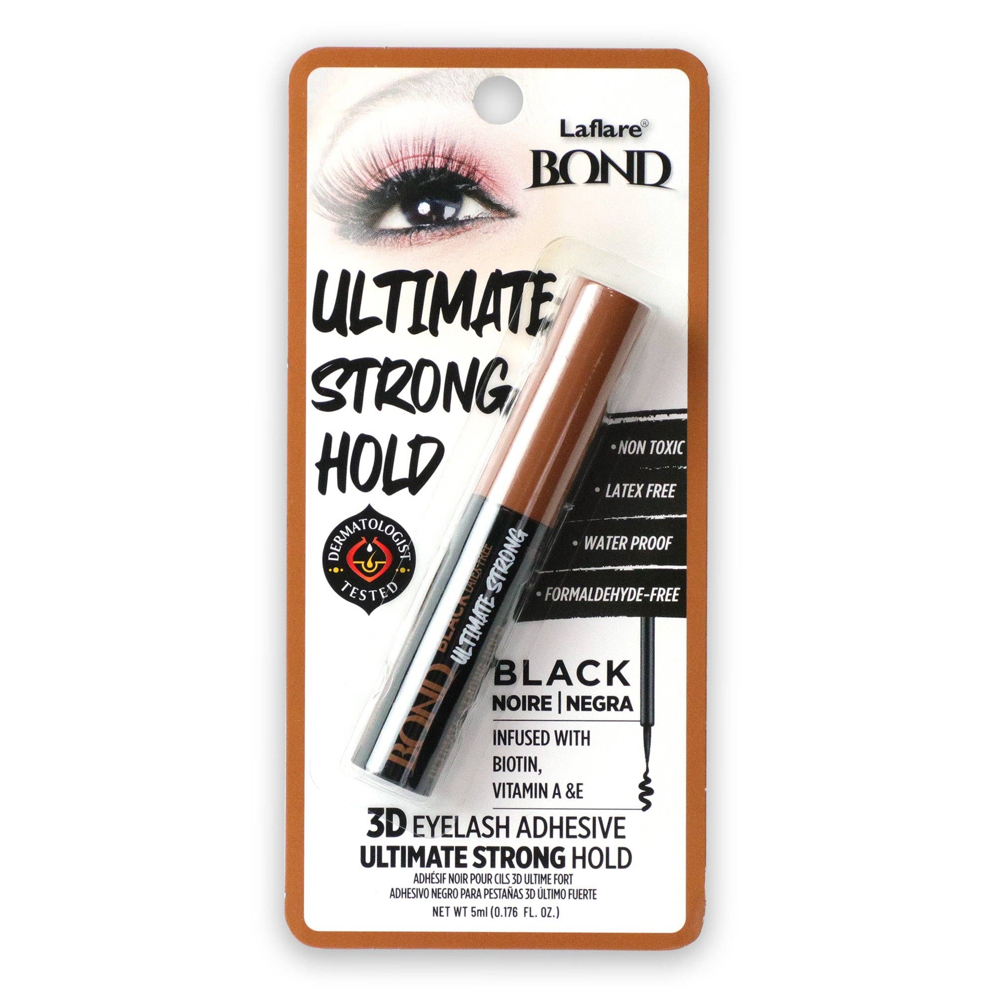 Laflare - Wholesale Fake Lash Applicator - Ultimate Strong Hold Eyelash Adhesive 5 ml/0.176 fl. oz. (Brush Type) | Long-Lasting Waterproof Strip Lash Glue | Natural-Looking Formaldehyde & Latex Free with Brush on Applicator