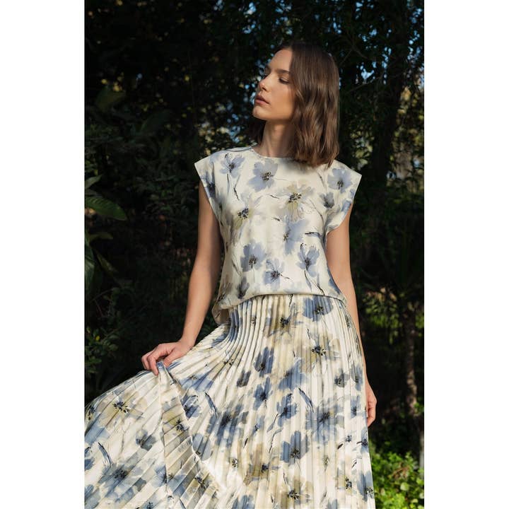 FLORAL SATIN DOLMAN BLOUSE for wholesale by FUN2FUN