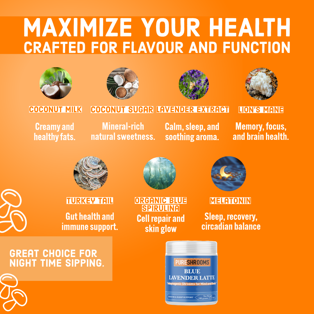 PureShrooms Inc. - Wholesale Protein/Superfood Powder - Blue Lavender Latte with Blue Spirulina 100g/30 Servings1