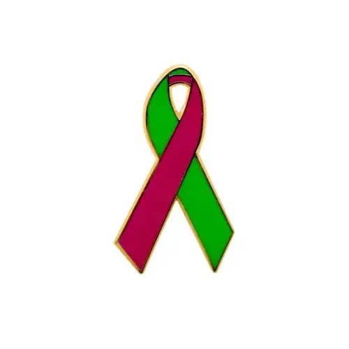 Nastri di sensibilizzazione smaltati verde lime e fucsia | Spille da bavero per la vendita all'ingrosso da parte di Personalized Cause