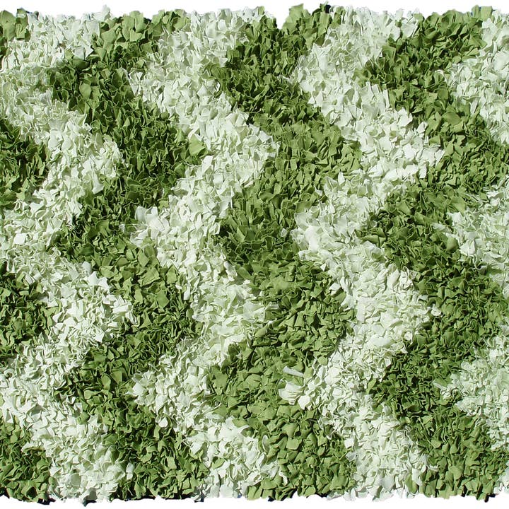 Chevron verde Shaggy Raggy per la vendita all'ingrosso da parte di The Rug Market