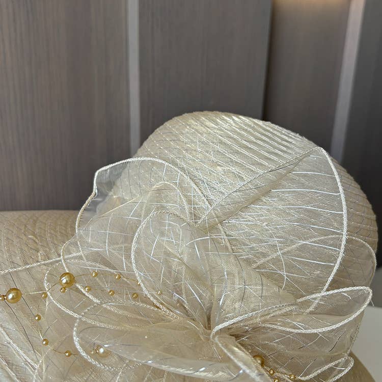 Ole - Vente Chapeau de paille – femme - Chapeau Fedora en gaze florale avec large bord5